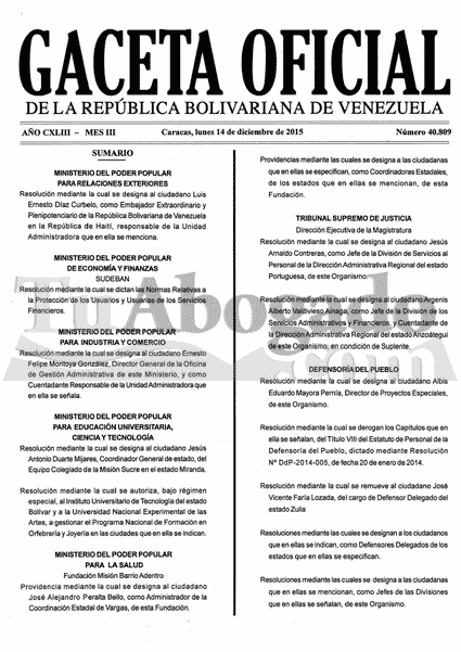 Gaceta Oficial 40809 del 14 diciembre 2015 https:/... 1 CWZD yJXIAArs h