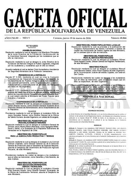 Gaceta Oficial 40866 del 10 marzo 2016 https://t.c... 1 CdbX9GgW4AE1y00