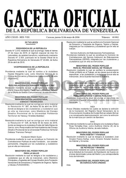 Gaceta Oficial 40902 del 12 mayo 2016 https://t.c... 1 Civi40AUoAAkGTy