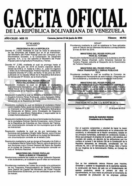 La más reciente Gaceta Oficial 40932 del 23 junio... 1 Cl Oa LWEAA0rES