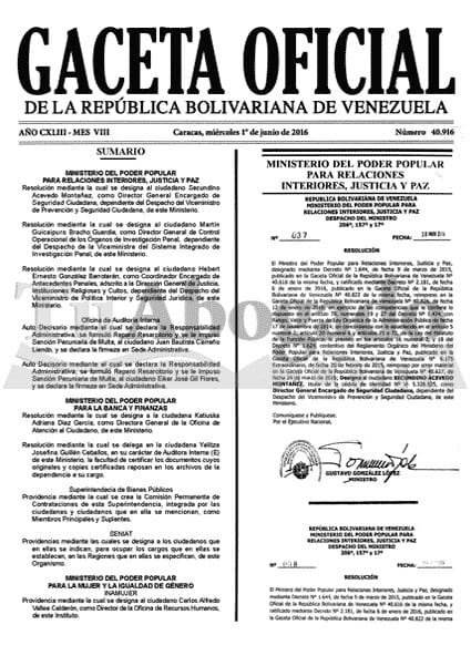 Gaceta Oficial 40916 del 1 junio 2016 https://t.co... 15 Clo2eGmWYAAL3Vo