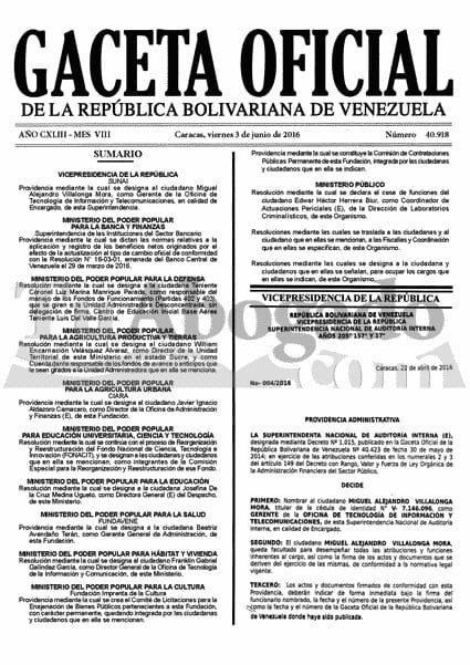 Gaceta Oficial 40918 del 3/6/2016 https://t.co/KQk... 1 CmH0gShWIAAja8T