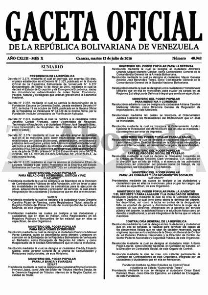 Gaceta Oficial 40942 del 12 julio 2016 https://t.c... 1 CnSeY4PWAAA JoM