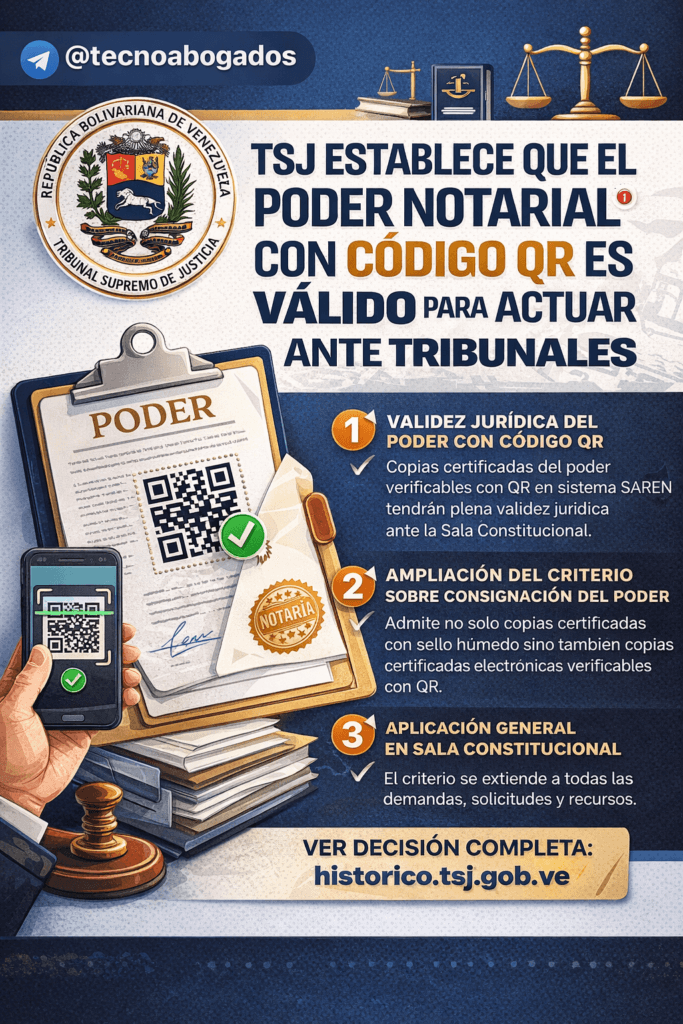 TSJ establece que el poder con código QR es válido para actuar ante tribunales